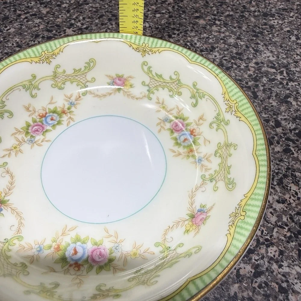 1930s Noritake Marlene Green Fruit Bowls Set of 2 Floral Gold  Vintage